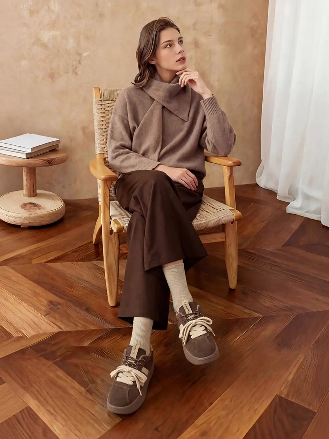 C.BANNER | Coffee Suede Platform Sneakers
