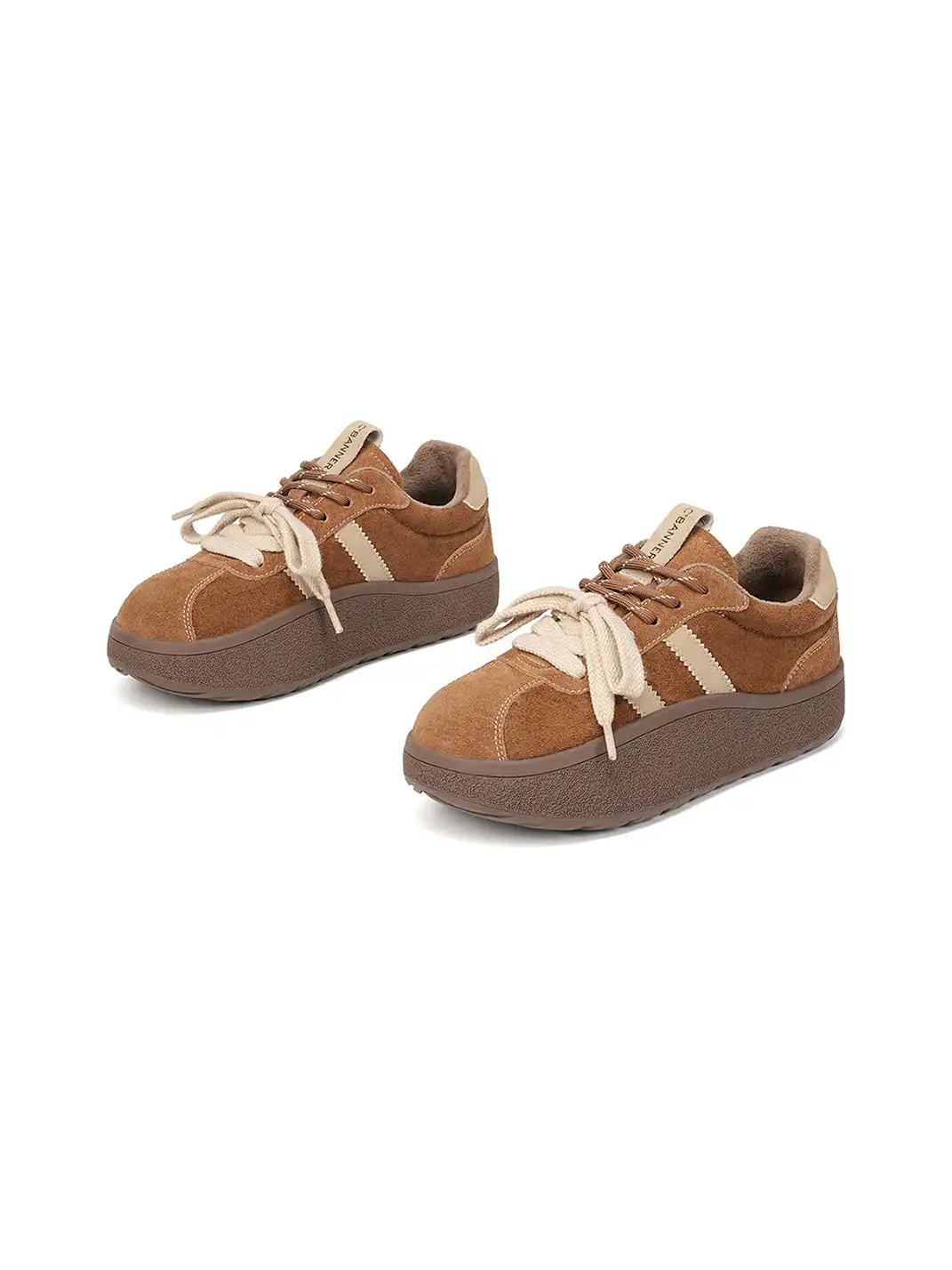 C.BANNER | Camel Suede Platform Sneakers