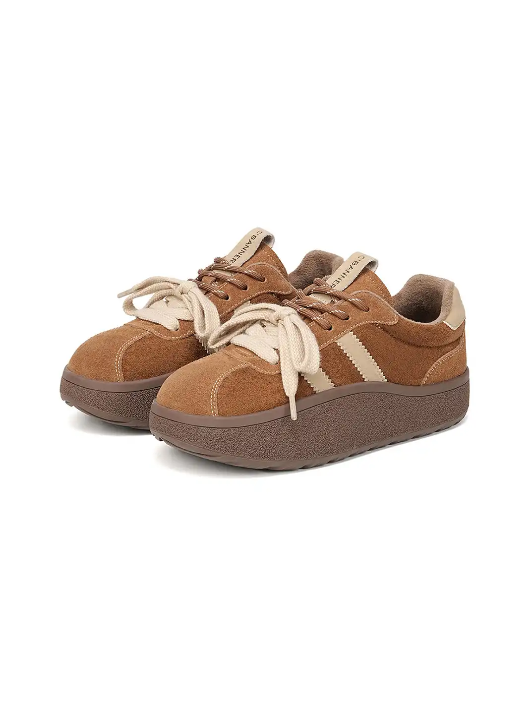 C.BANNER | Camel Suede Platform Sneakers
