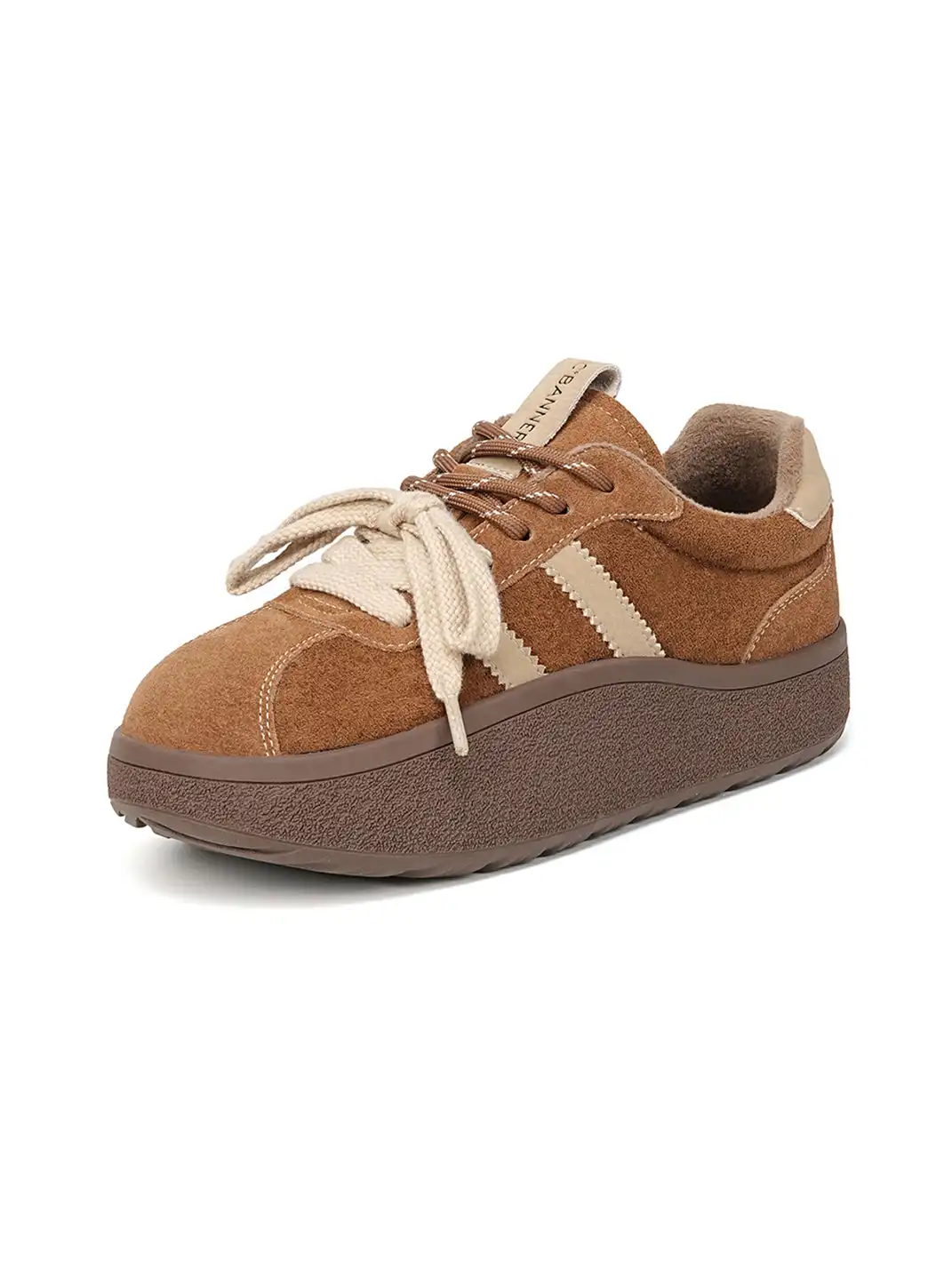 C.BANNER | Camel Suede Platform Sneakers