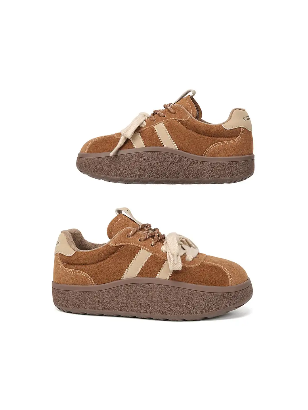 C.BANNER | Camel Suede Platform Sneakers