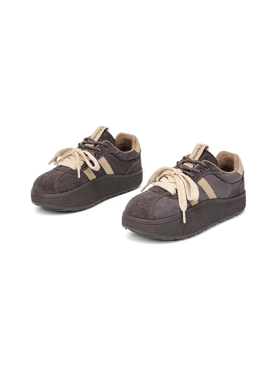 C.BANNER | Gray Suede Platform Sneakers