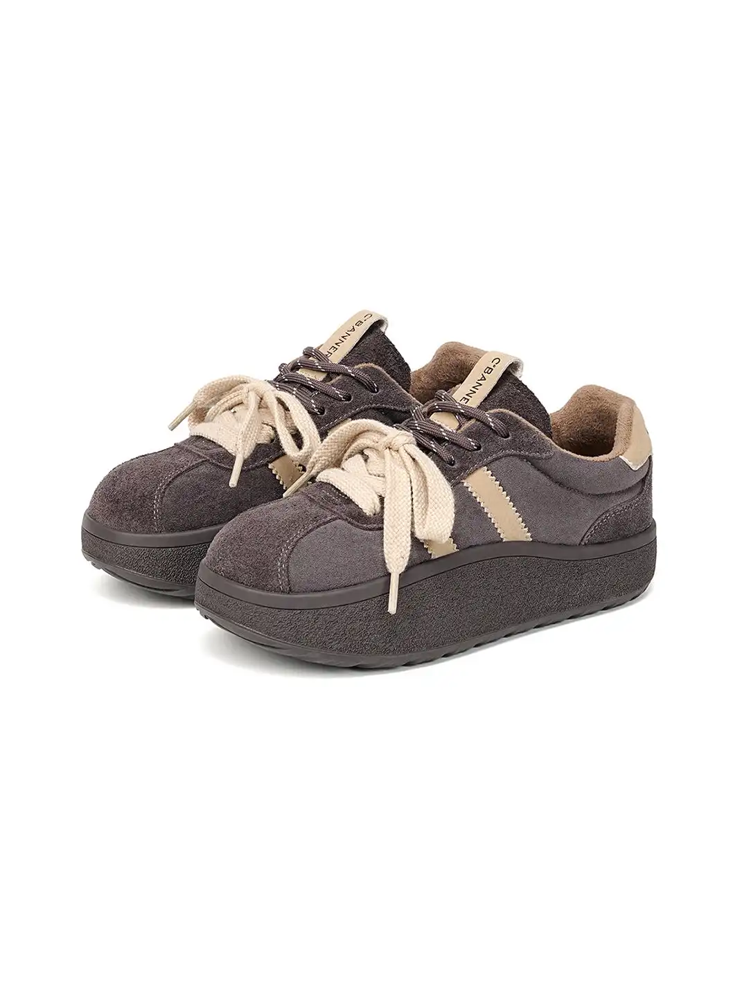 C.BANNER | Gray Suede Platform Sneakers