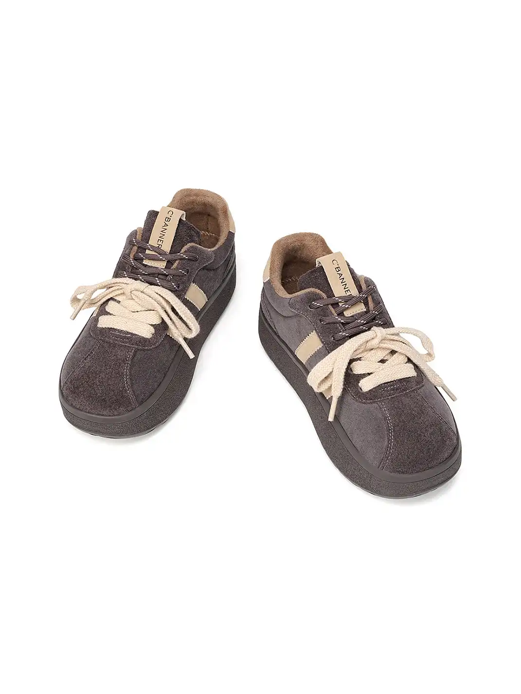 C.BANNER | Gray Suede Platform Sneakers
