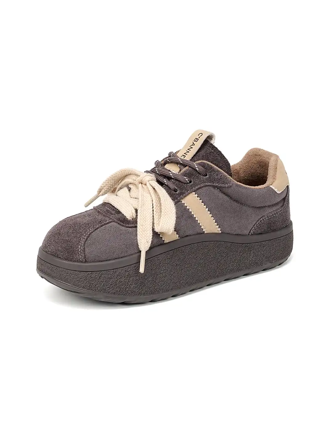 C.BANNER | Gray Suede Platform Sneakers