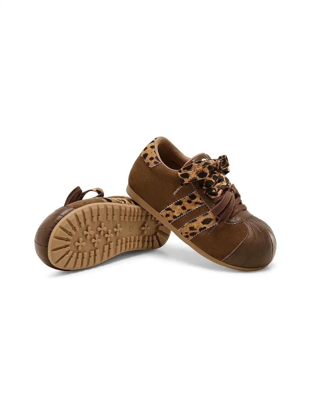 C.BANNER | Brown Leopard Panel Low-Top Sneakers