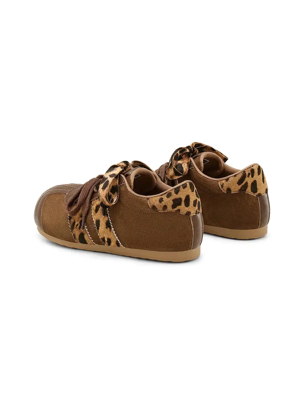 C.BANNER | Brown Leopard Panel Low-Top Sneakers