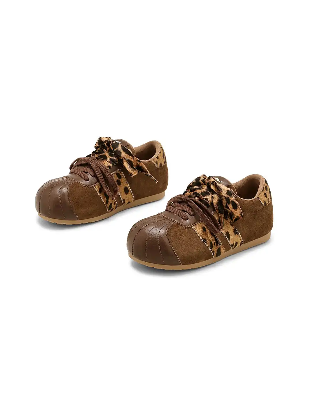 C.BANNER | Brown Leopard Panel Low-Top Sneakers