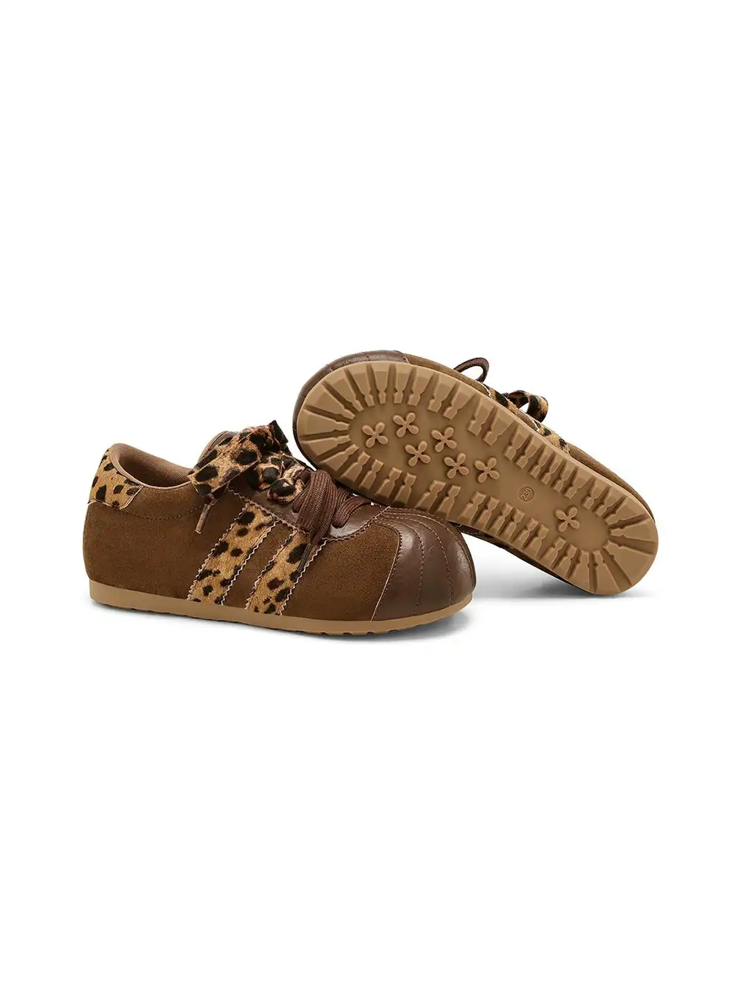 C.BANNER | Brown Leopard Panel Low-Top Sneakers