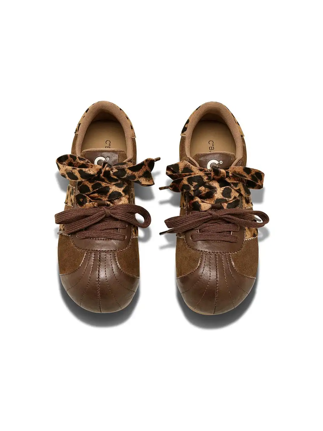 C.BANNER | Brown Leopard Panel Low-Top Sneakers