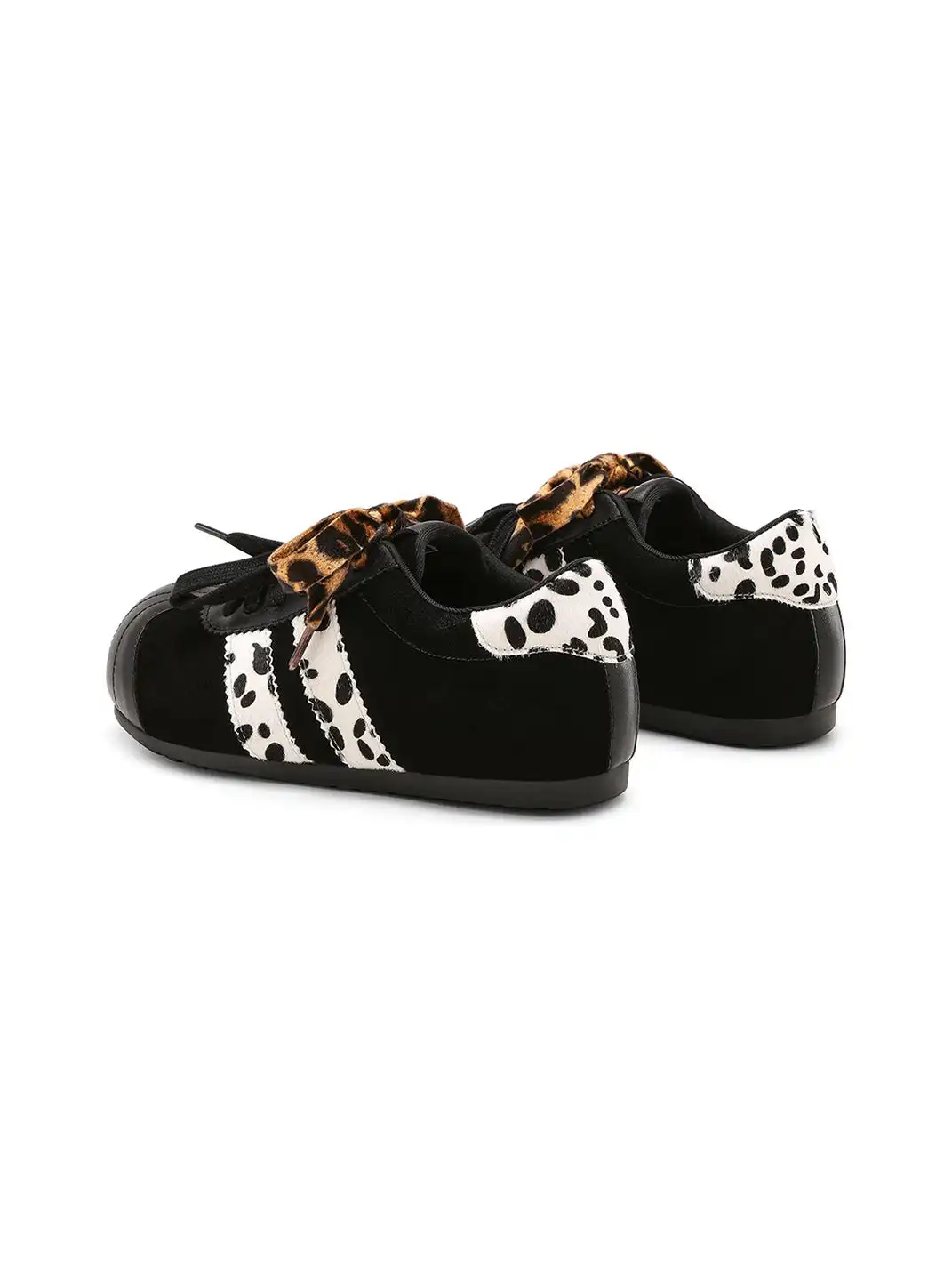 C.BANNER | Black Leopard Panel Low-Top Sneakers