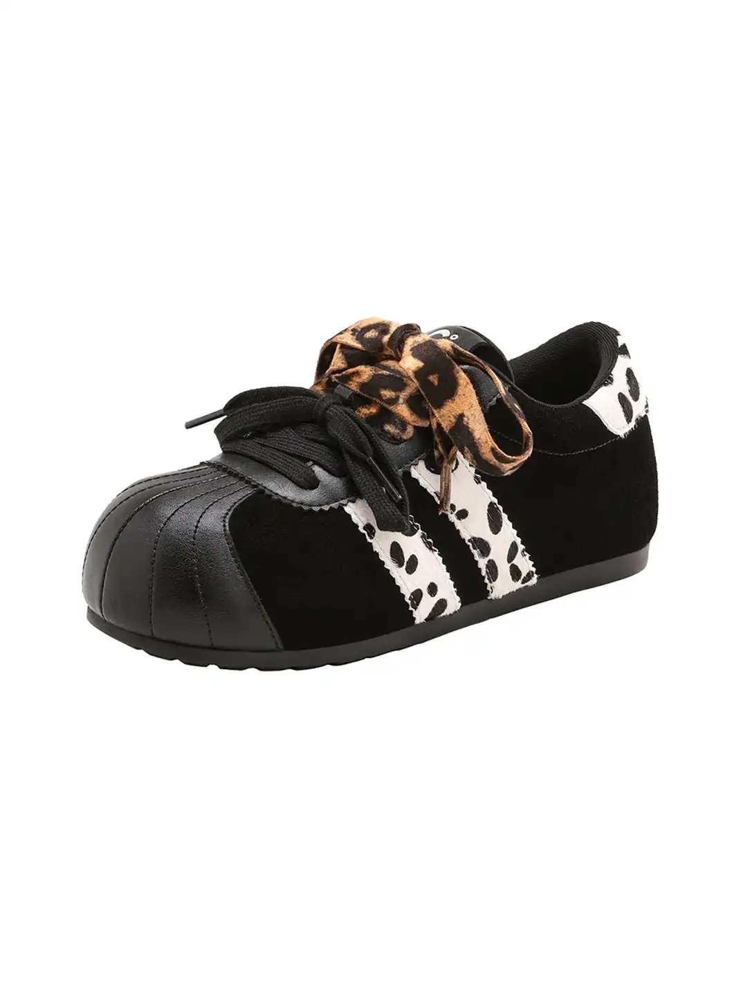 C.BANNER | Black Leopard Panel Low-Top Sneakers