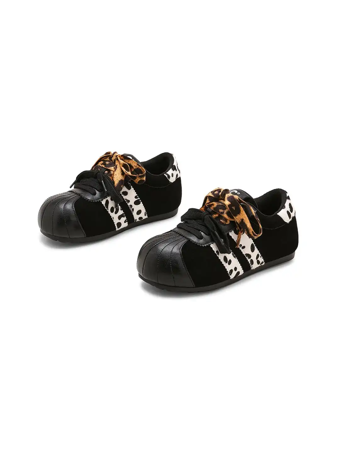 C.BANNER | Black Leopard Panel Low-Top Sneakers