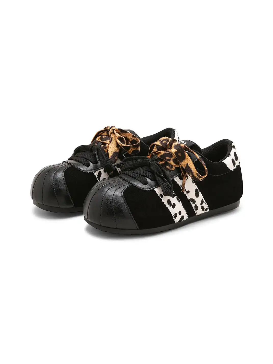 C.BANNER | Black Leopard Panel Low-Top Sneakers