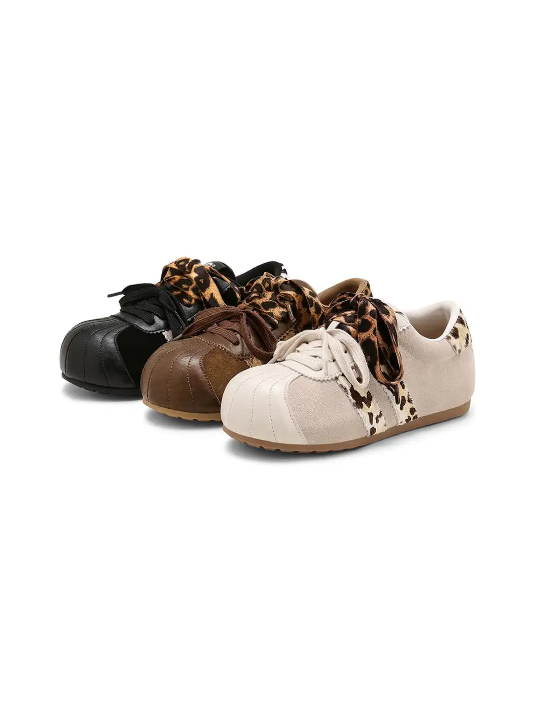 C.BANNER | Black Leopard Panel Low-Top Sneakers