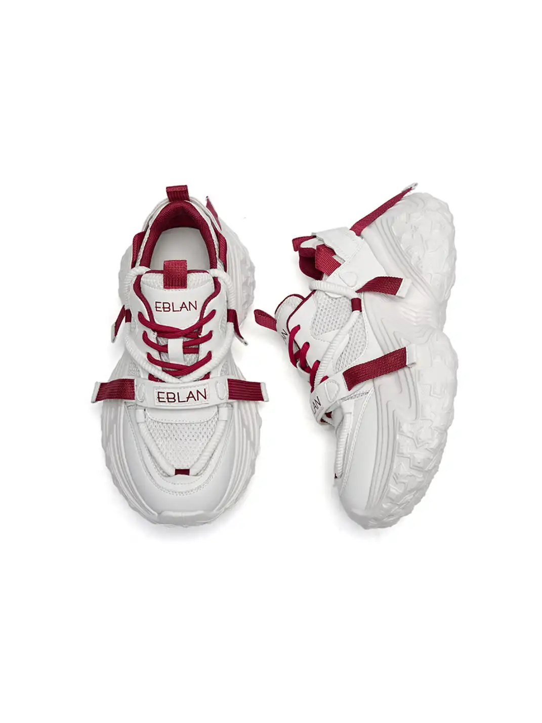 EBLAN | White Strap Platform Tech Sneakers