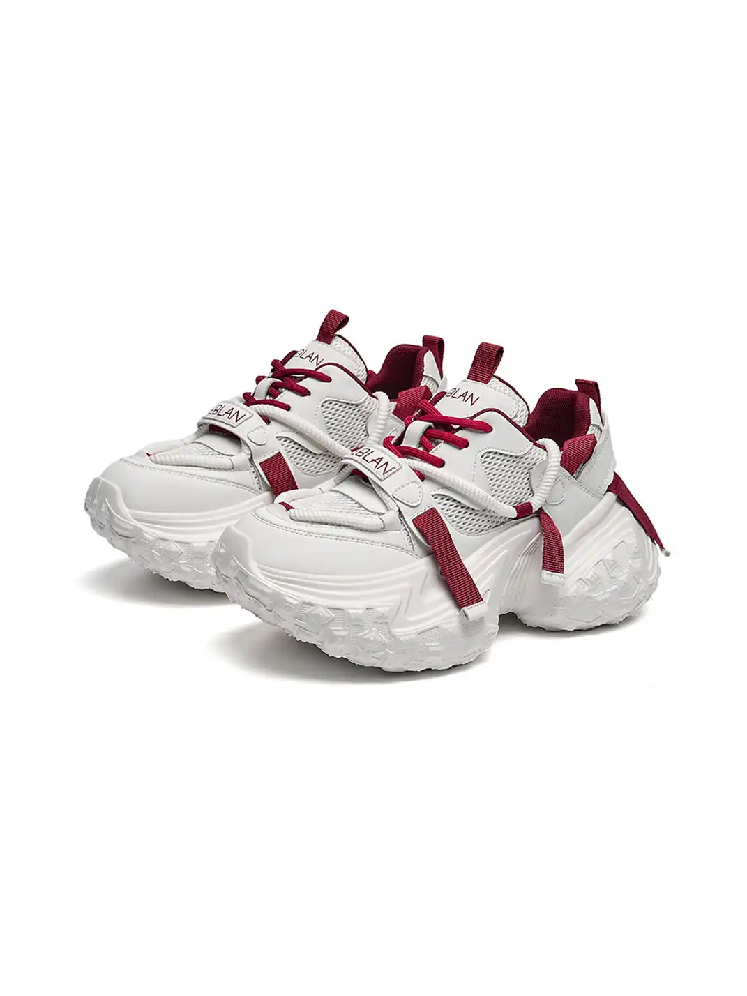 EBLAN | White Strap Platform Tech Sneakers