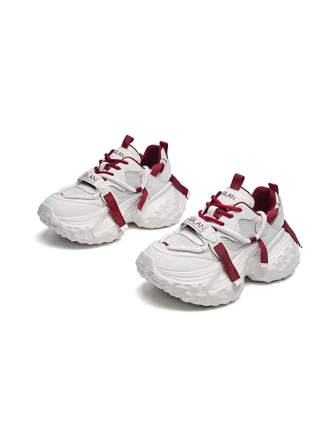 EBLAN | White Strap Platform Tech Sneakers