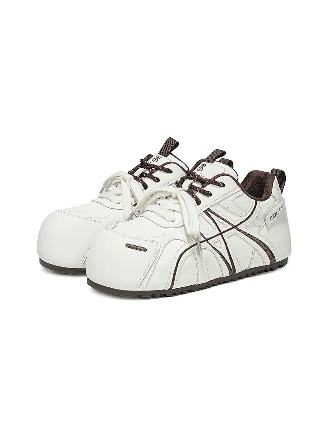 EBLAN | Beige Coffee Panel Trainer Sneakers