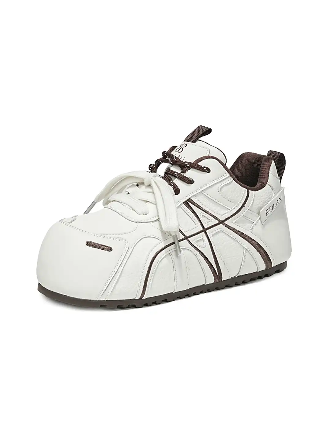 EBLAN | Beige Coffee Panel Trainer Sneakers