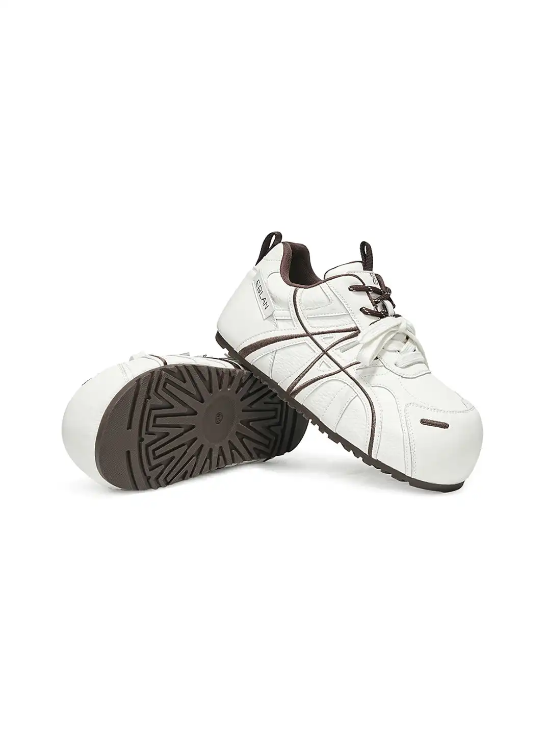 EBLAN | Beige Coffee Panel Trainer Sneakers