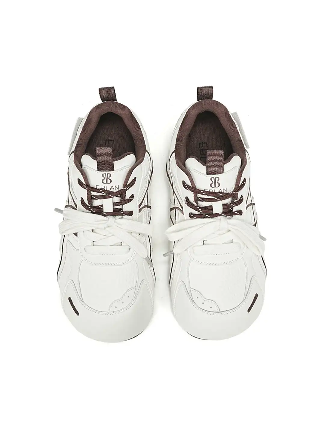 EBLAN | Beige Coffee Panel Trainer Sneakers