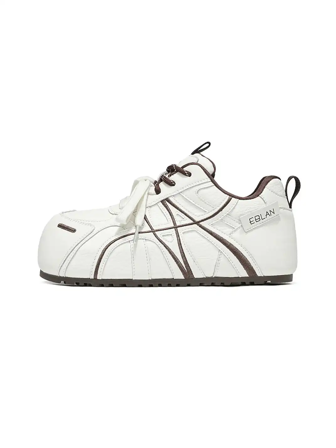 EBLAN | Beige Coffee Panel Trainer Sneakers