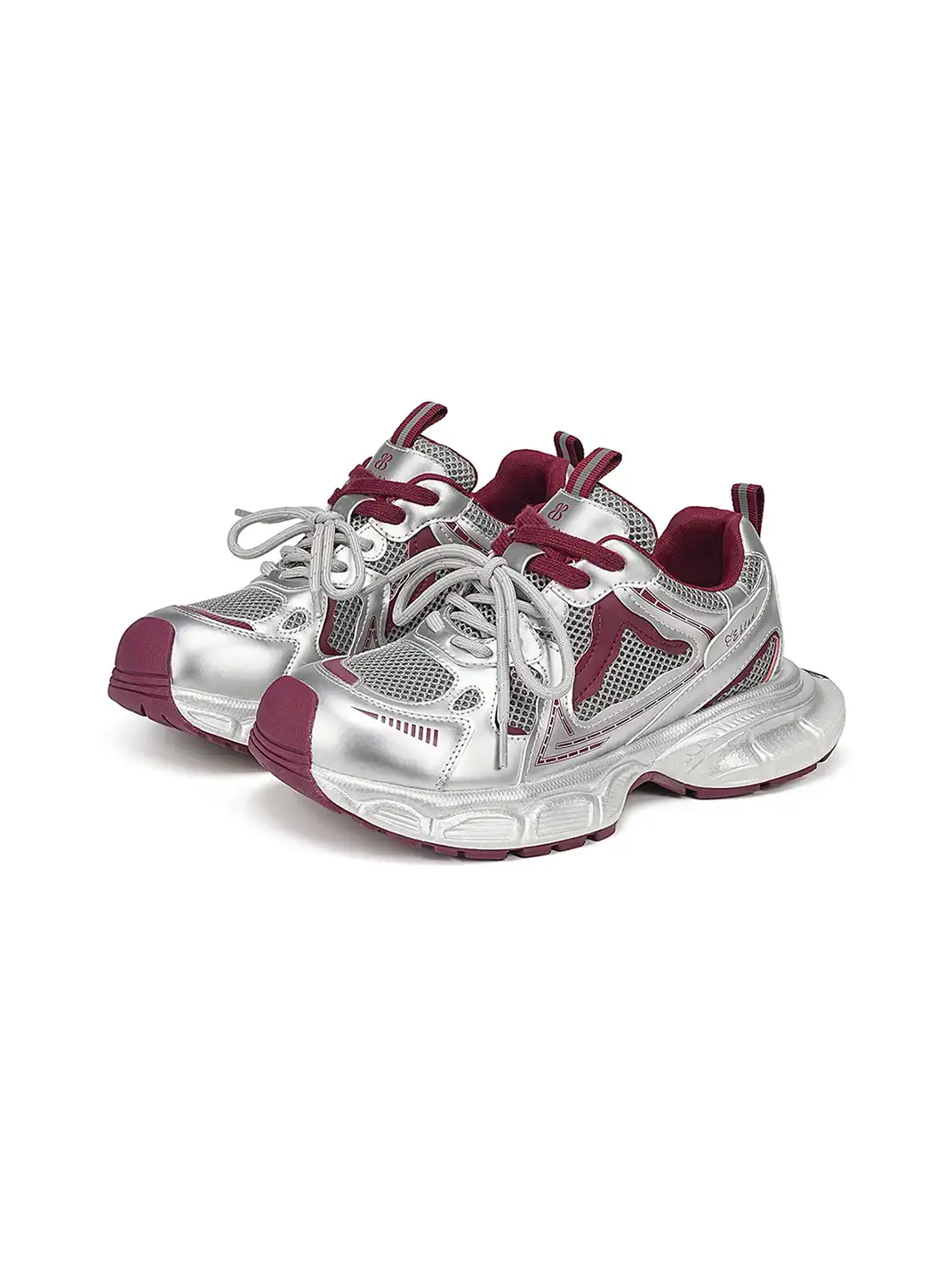 EBLAN | Gray Mesh Double-Lace Runner Sneakers