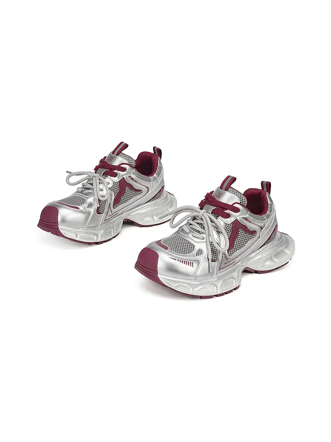 EBLAN | Gray Mesh Double-Lace Runner Sneakers