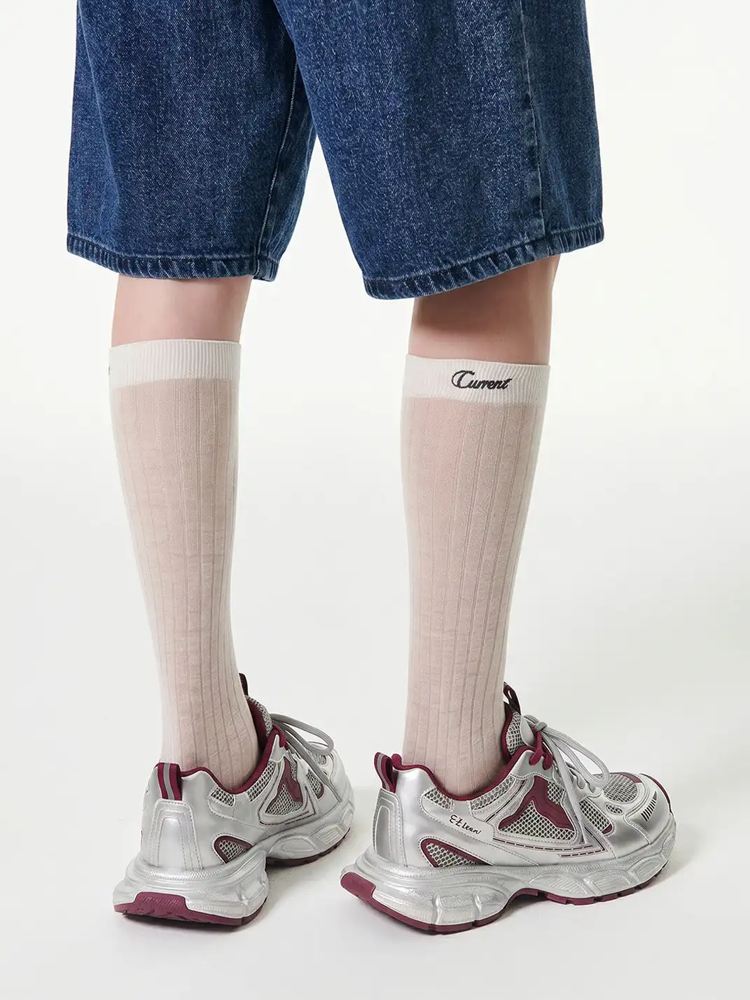 EBLAN | Gray Mesh Double-Lace Runner Sneakers