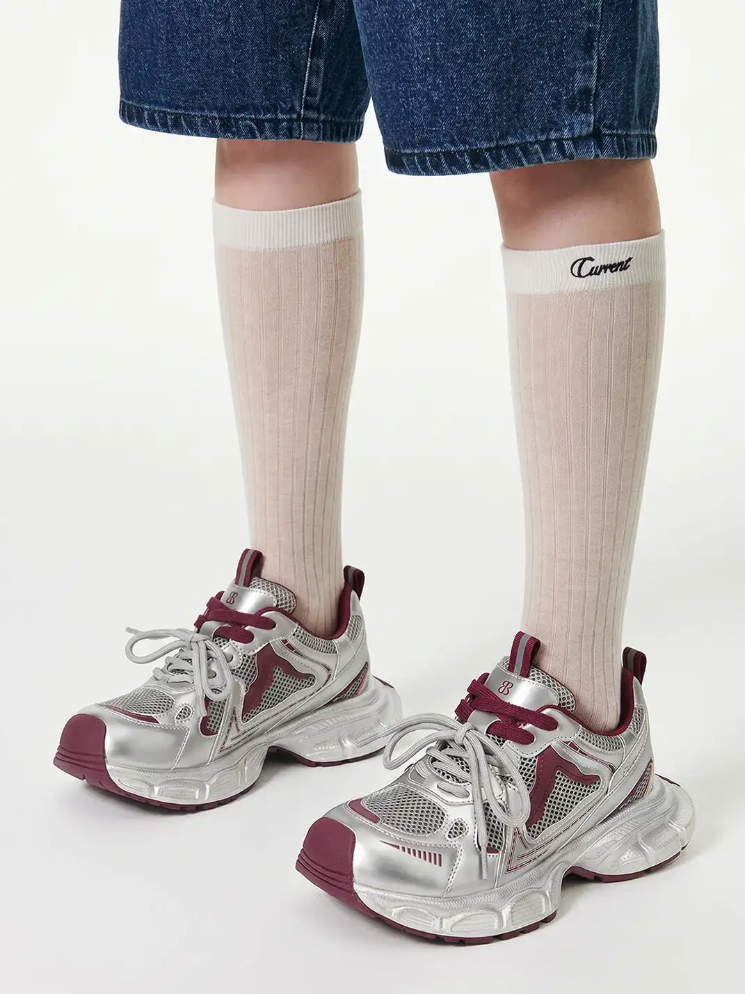 EBLAN | Gray Mesh Double-Lace Runner Sneakers