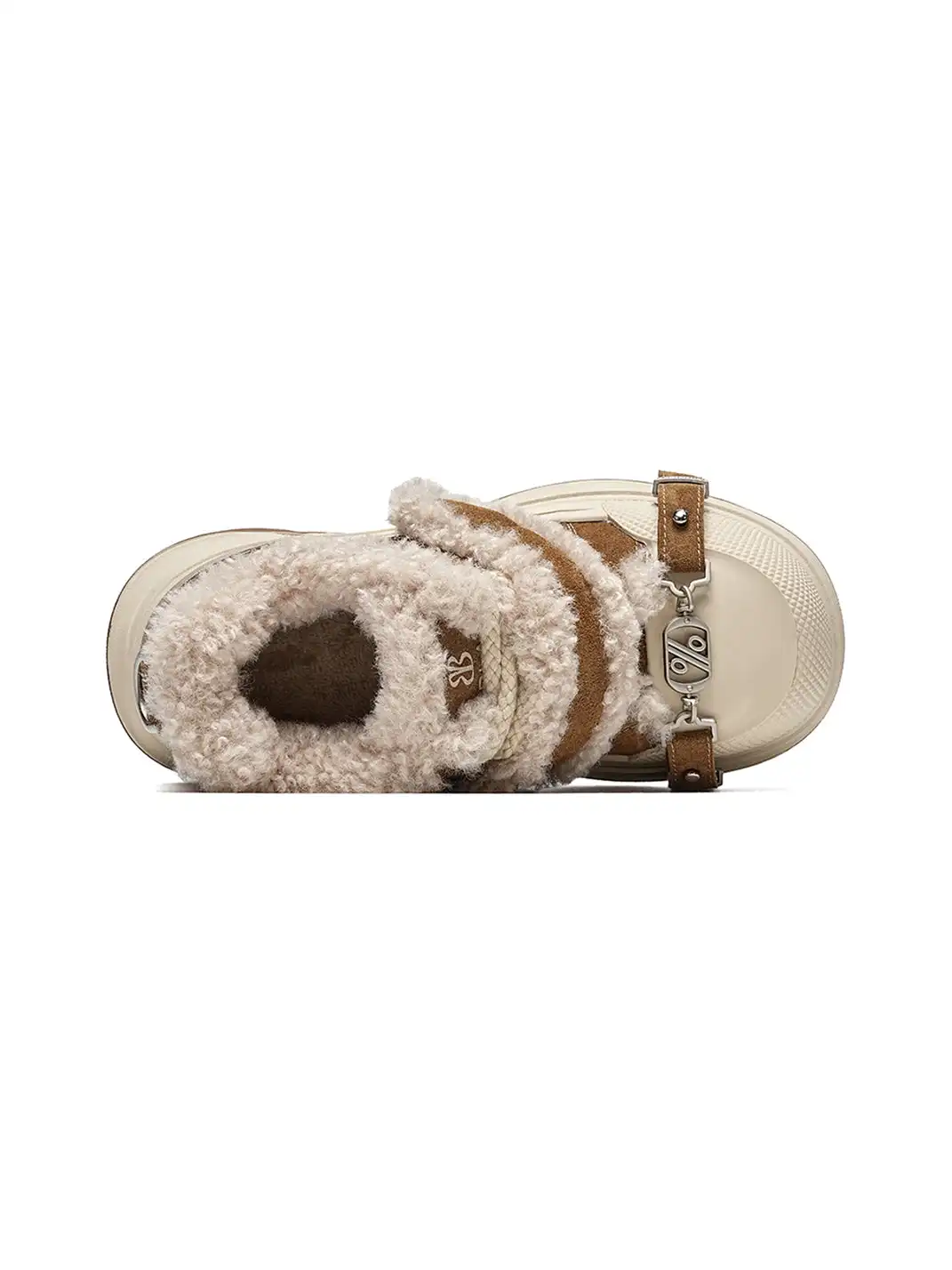 EBLAN | Camel Shearling Strap Platform Sneakers