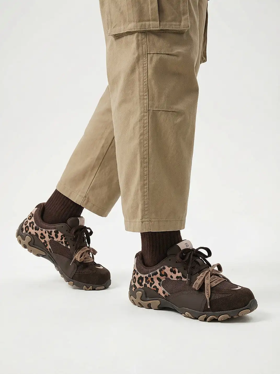 EBLAN | Brown Leopard Trail Runner Sneakers