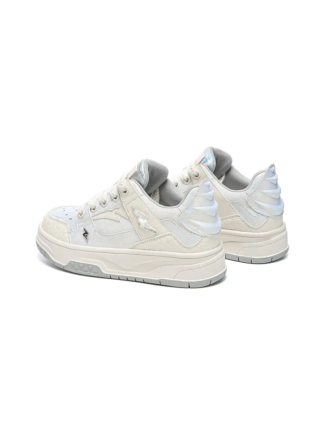 EBLAN | White Iridescent Panel Platform Sneakers