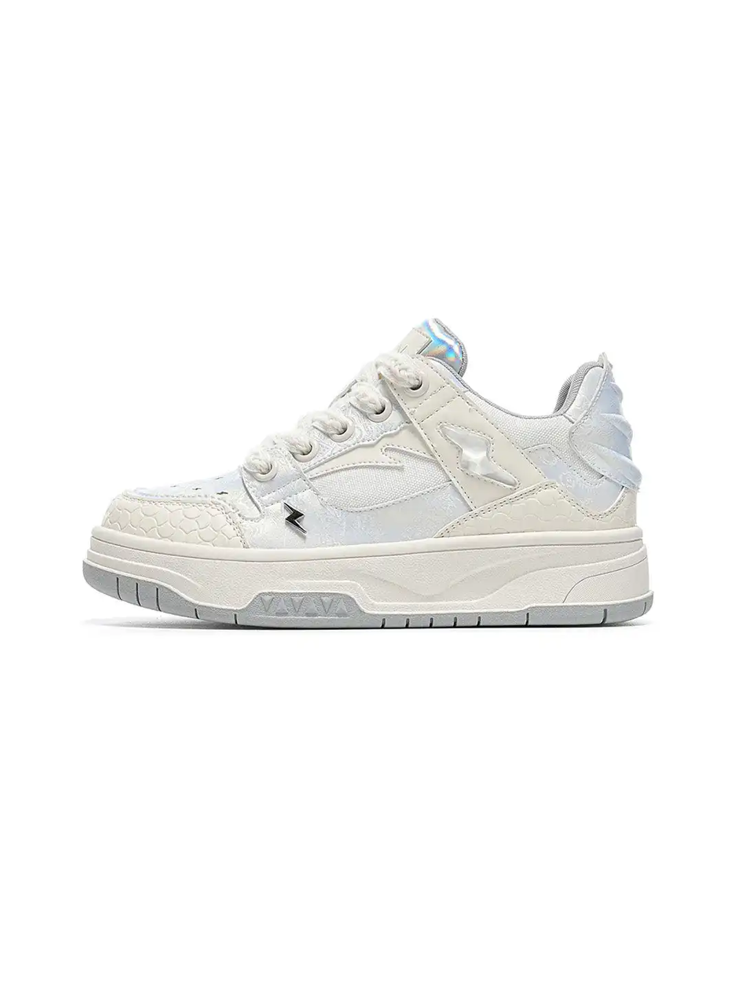 EBLAN | White Iridescent Panel Platform Sneakers