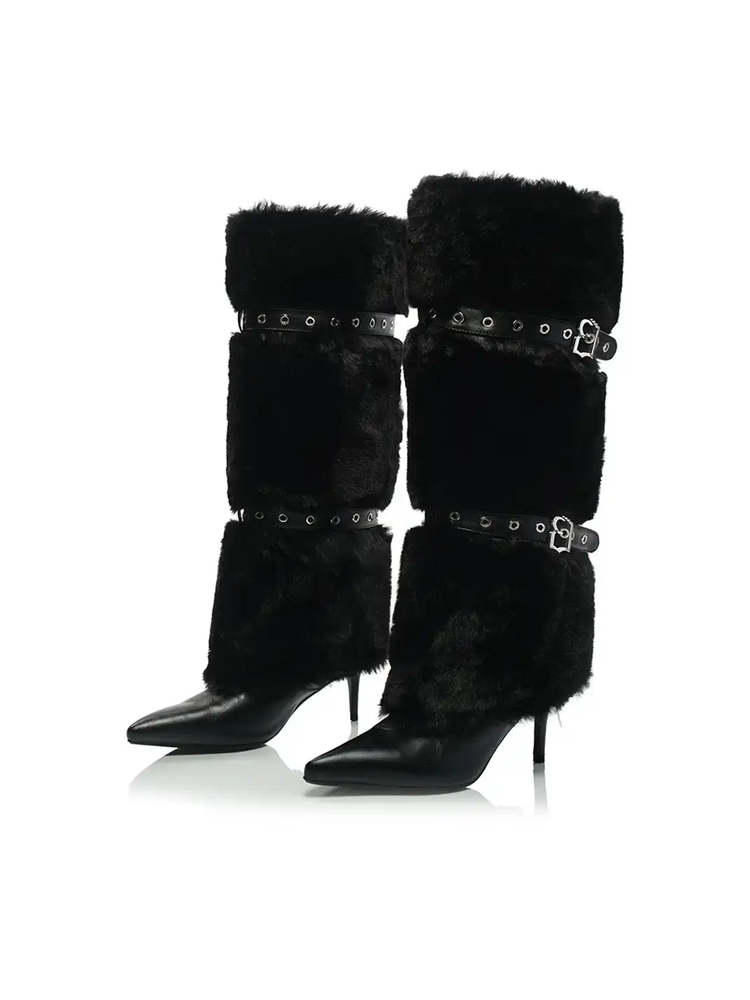 UnicornBlood | Leather Buckle Suede Pointed-toe Boots