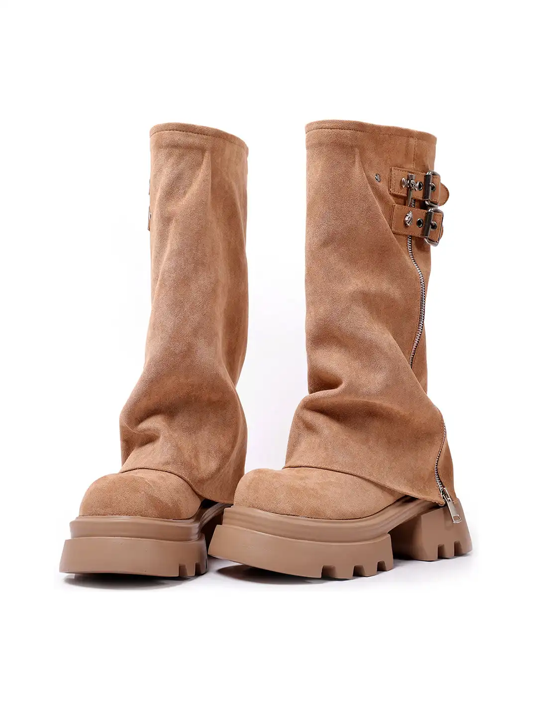 PINJIAHUI | Chunky Sole Suede Platform Boots