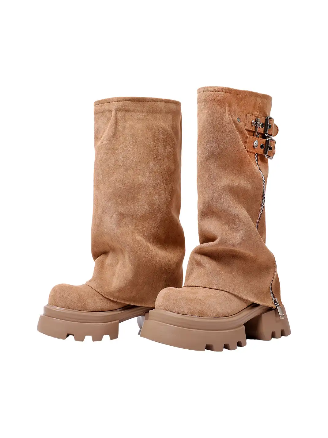 PINJIAHUI | Chunky Sole Suede Platform Boots