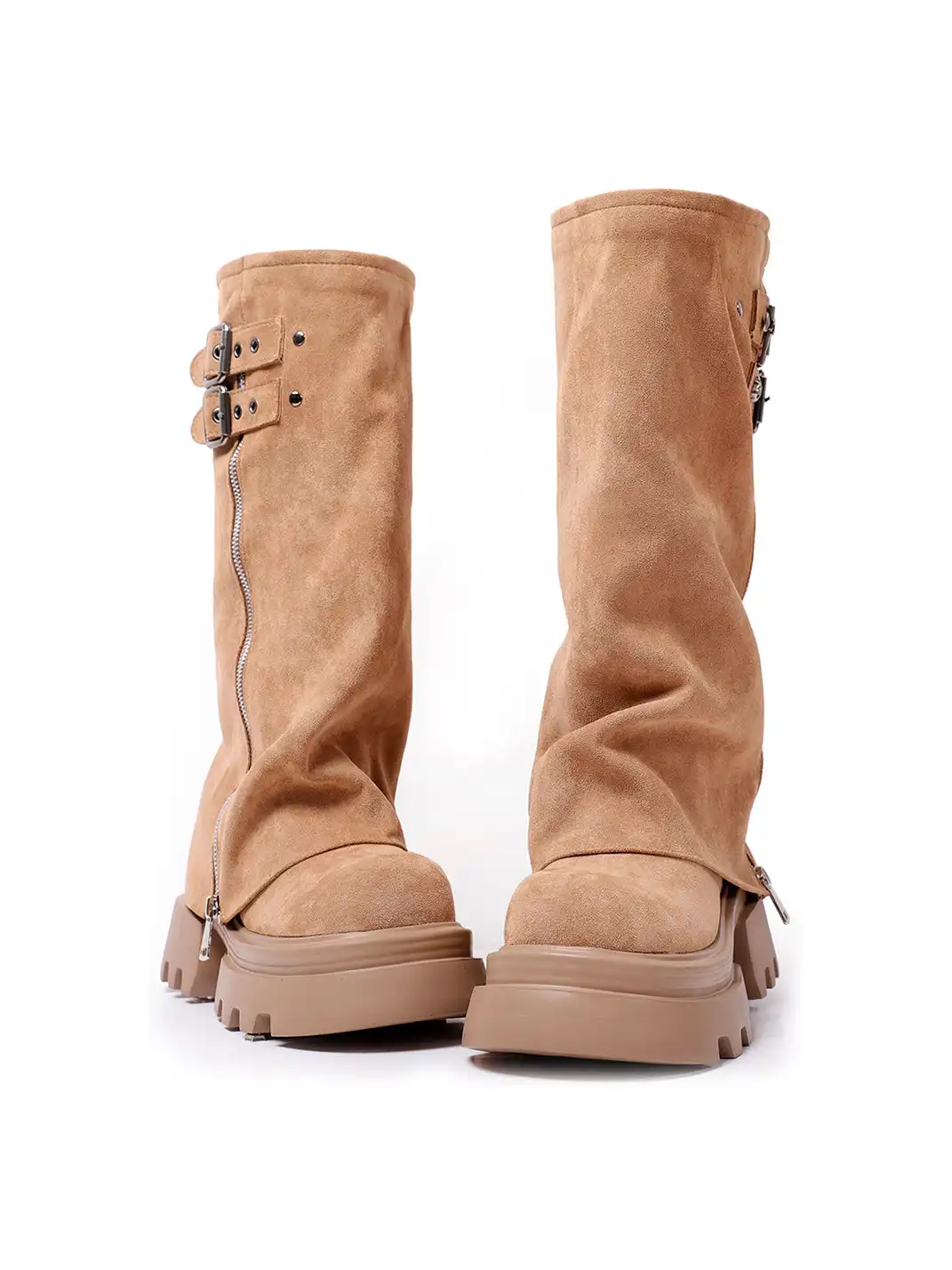 PINJIAHUI | Chunky Sole Suede Platform Boots
