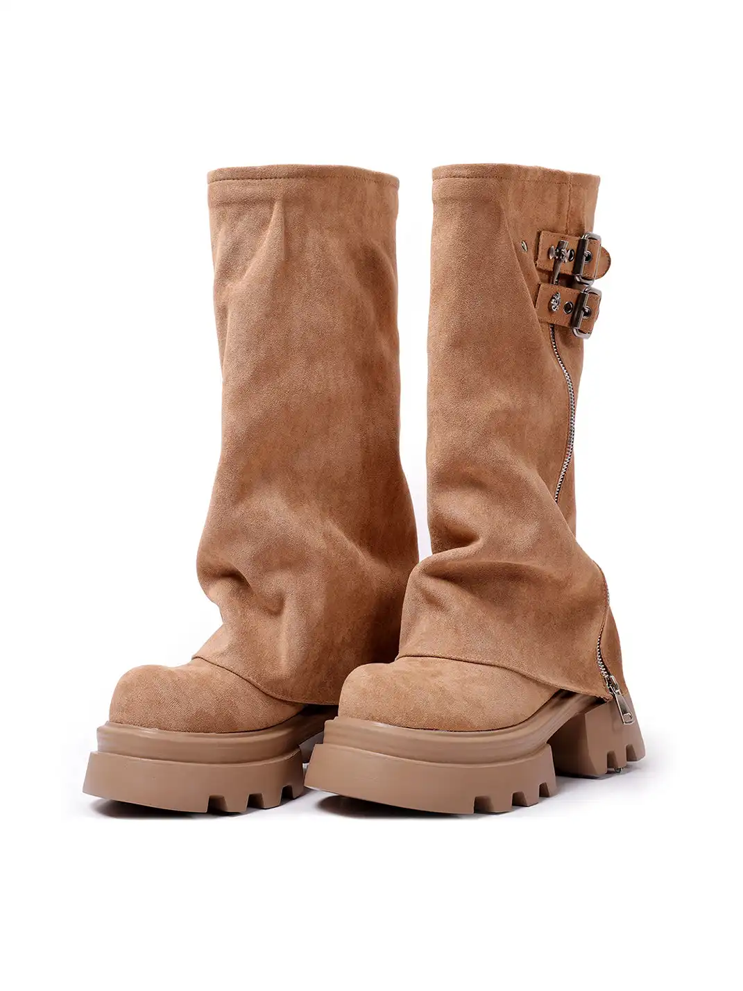PINJIAHUI | Chunky Sole Suede Platform Boots