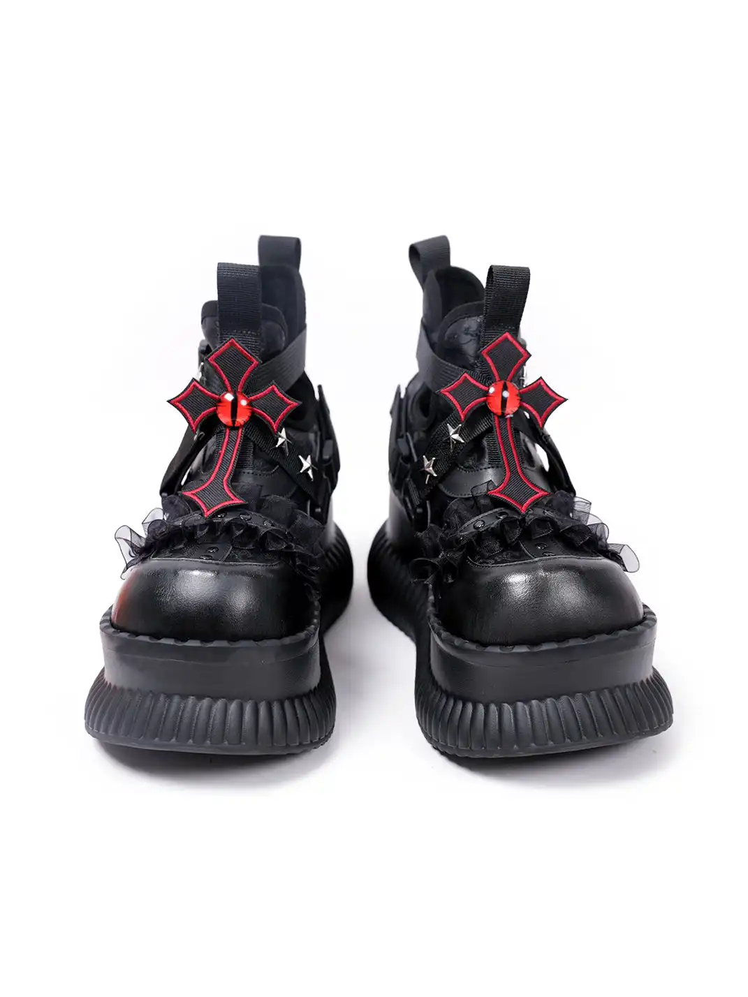 PINJIAHUI | Star and Red Cross Detail Chunky Platform Sneakers