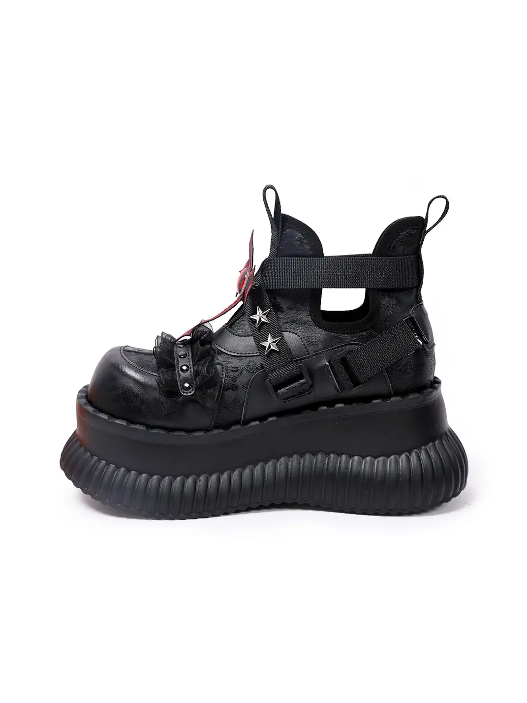 PINJIAHUI | Star and Red Cross Detail Chunky Platform Sneakers