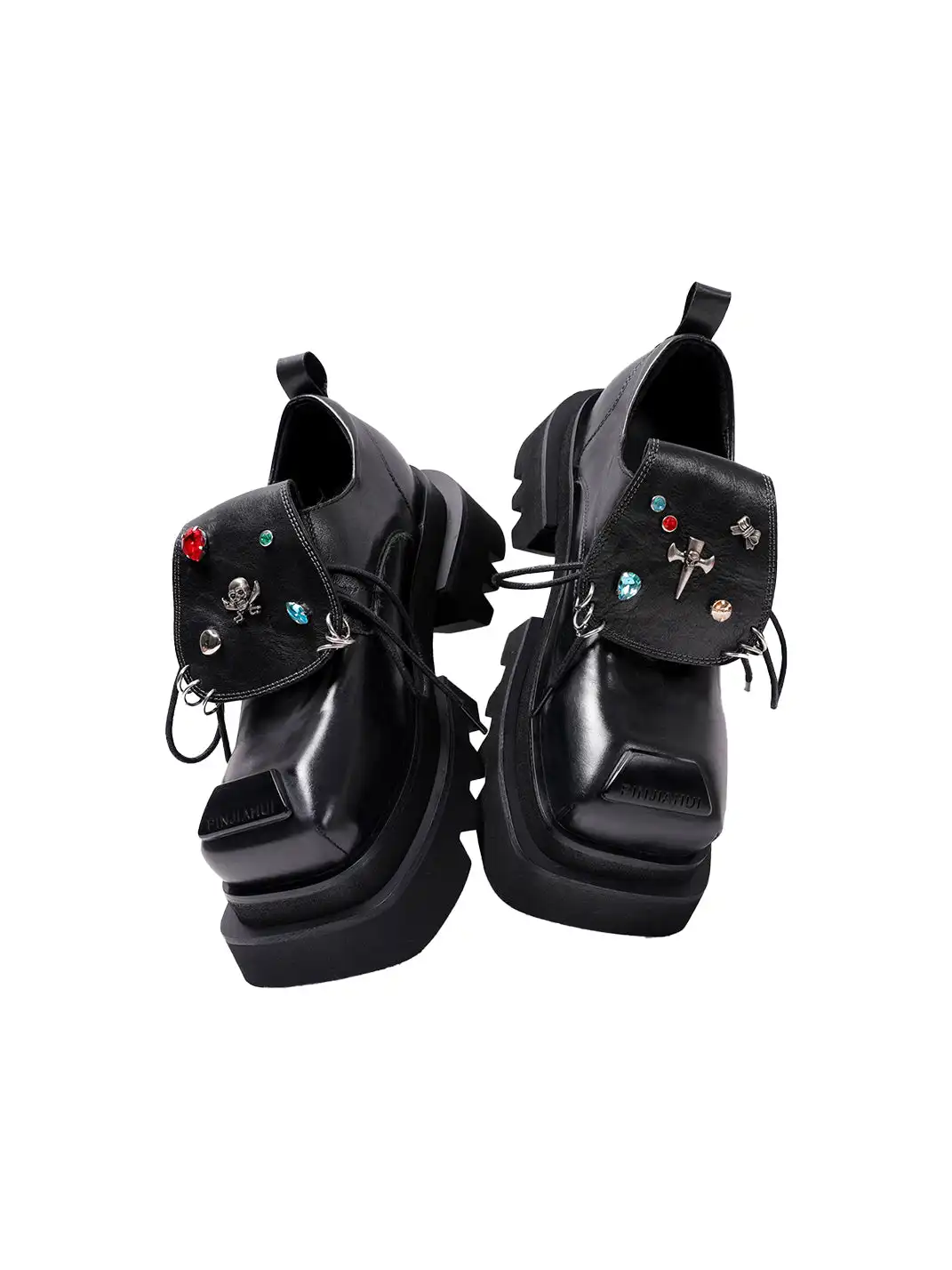 PINJIAHUI | Studded Detail and Chunky Sole Platform Oxfords