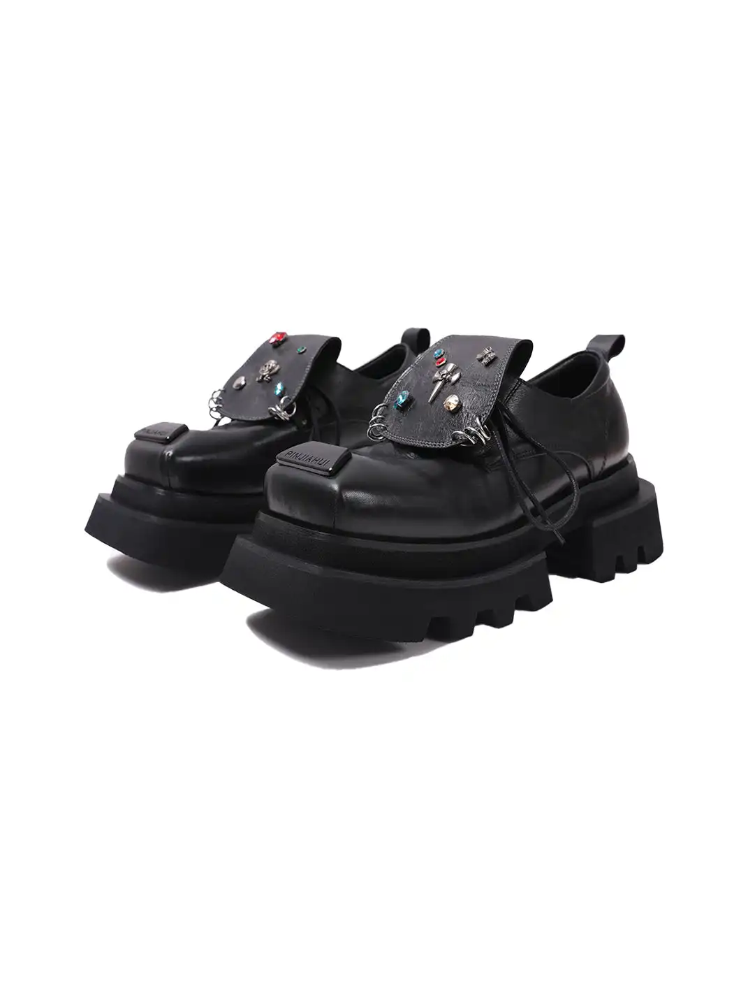 PINJIAHUI | Studded Detail and Chunky Sole Platform Oxfords
