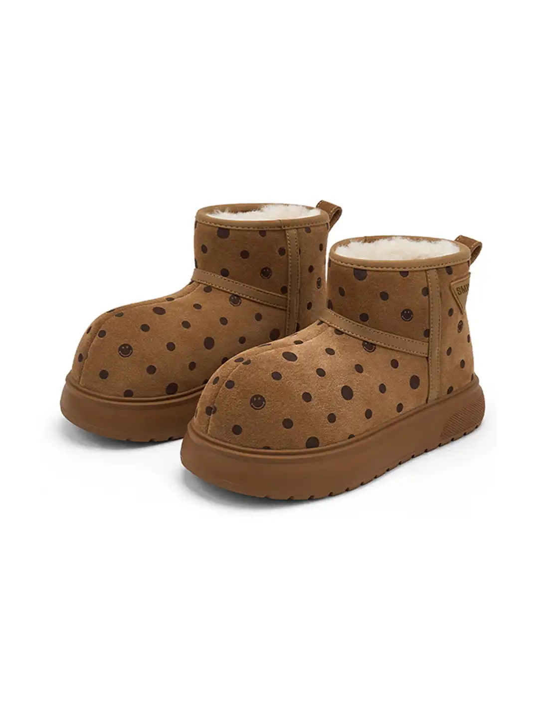 SMILEY | Round-toe Fleece-lined Polka Dot Socks For Snow Boots