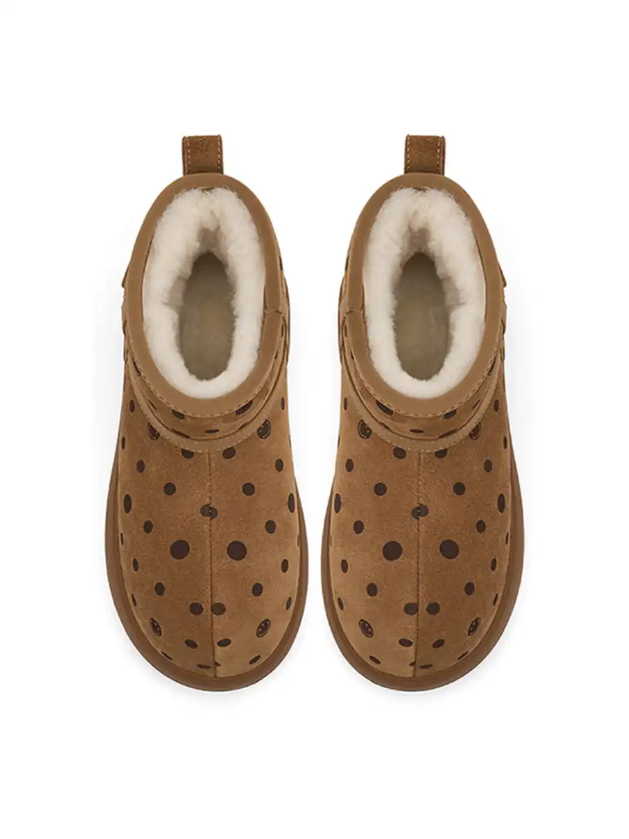 SMILEY | Round-toe Fleece-lined Polka Dot Socks For Snow Boots - 4