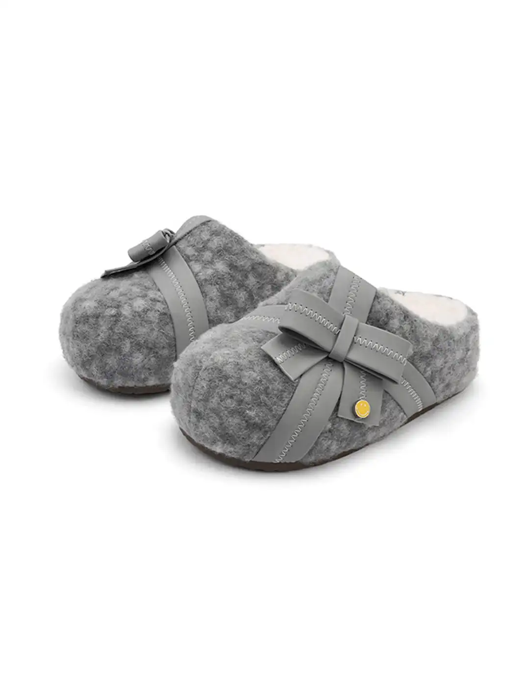 SMILEY | Plush Bow Mule Slippers