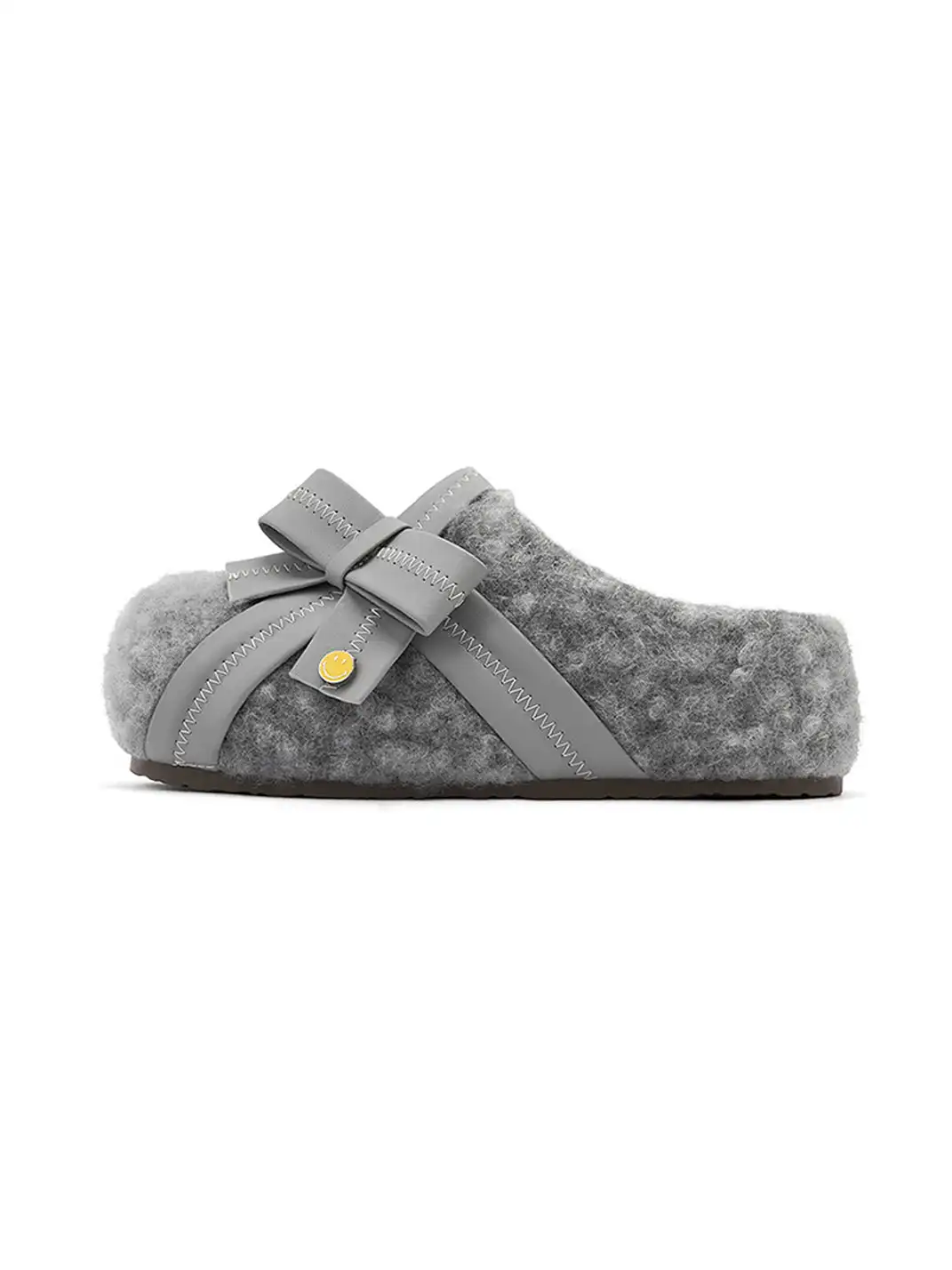 SMILEY | Plush Bow Mule Slippers