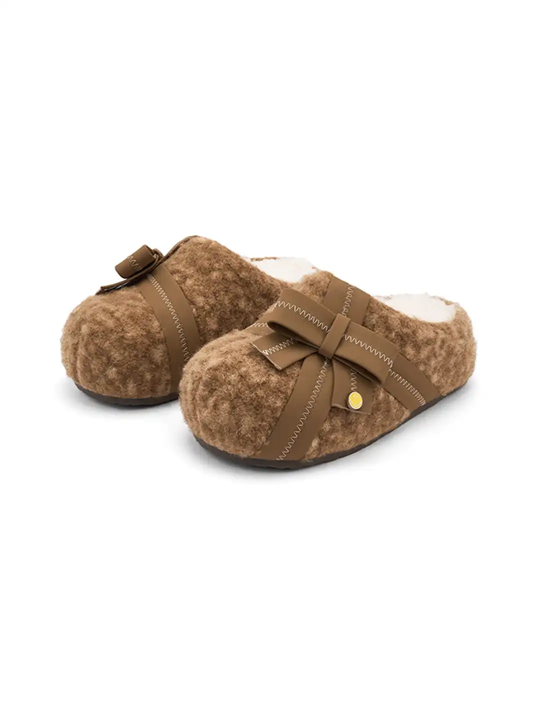 SMILEY | Plush Bow Mule Slippers
