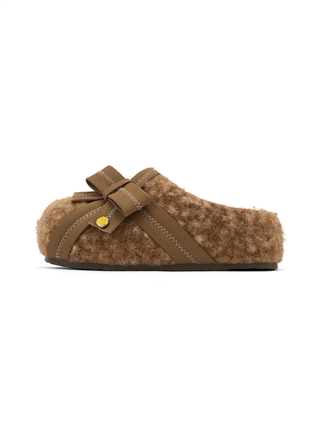 SMILEY | Plush Bow Mule Slippers